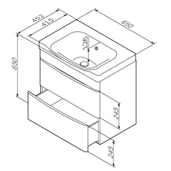 Тумба подвесная AM.PM белый глянец с умывальником Like 65 см