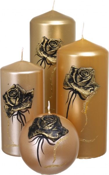 Свічка декоративна Троянда, d=6 см,h=12 см, золота Pako-If