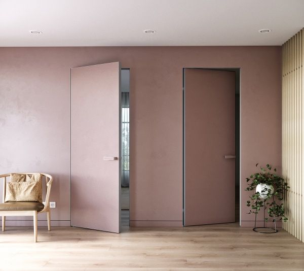 Двери скрытого монтажа SecretDoors алюм./с четвертью левые 2000 мм ПГ 800 мм грунтованные под отделку 