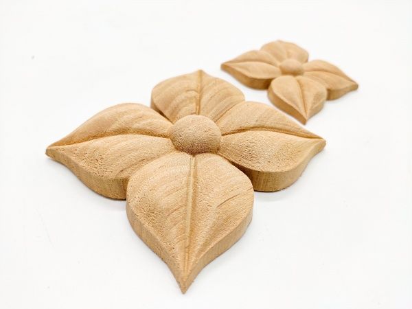 Декоративная панель деревянная розетка 4 шт, RZ.08.40 40х40x6 мм 