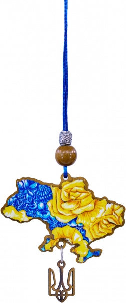 Подвеска деревянная Украина 15 см разноцветный P-2209
