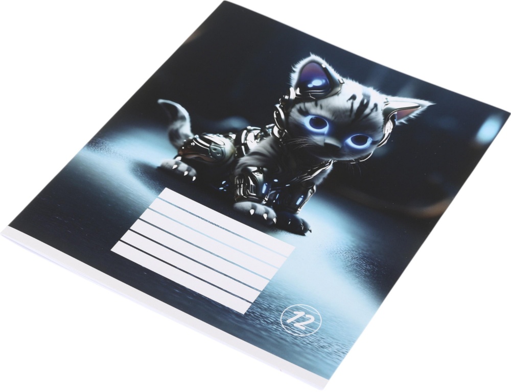 Тетрадь школьная Robot cat_25 12 листов скоба, линия Nota Bene