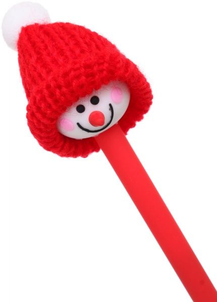 Ручка гелевая Снеговик в шапке, красный 