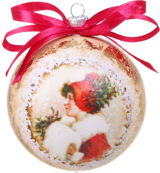 Шар новогодний Декупаж d 80 мм в ассортименте