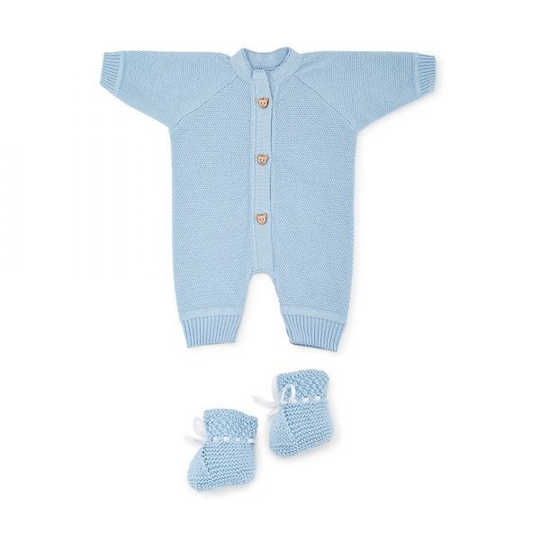 Человечек Аrt Knit + плед и пинетки р.62 серо-голубой 