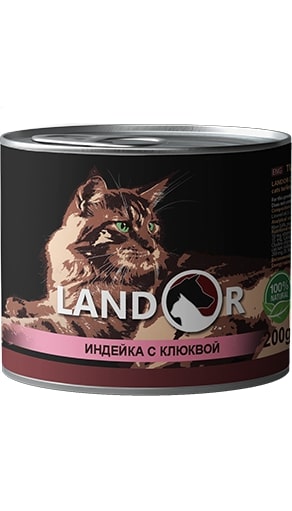 Консерва для стерилізованих котів LANDOR Adult Sterilized Індичка та журавлина 200 г