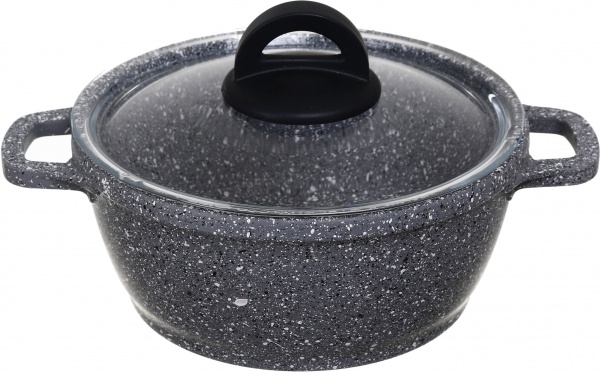 Кастрюля 20 см 2 л с антипригарным покрытием Гранит Грей К206РС Biol