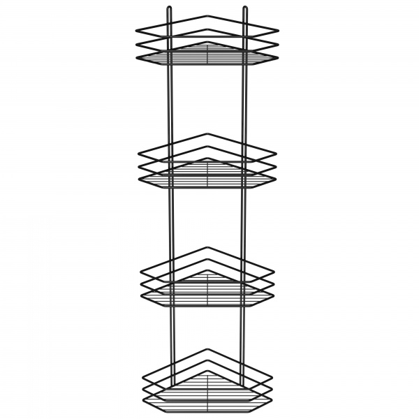 Полка угловая 4-ярусная 25 см черная 