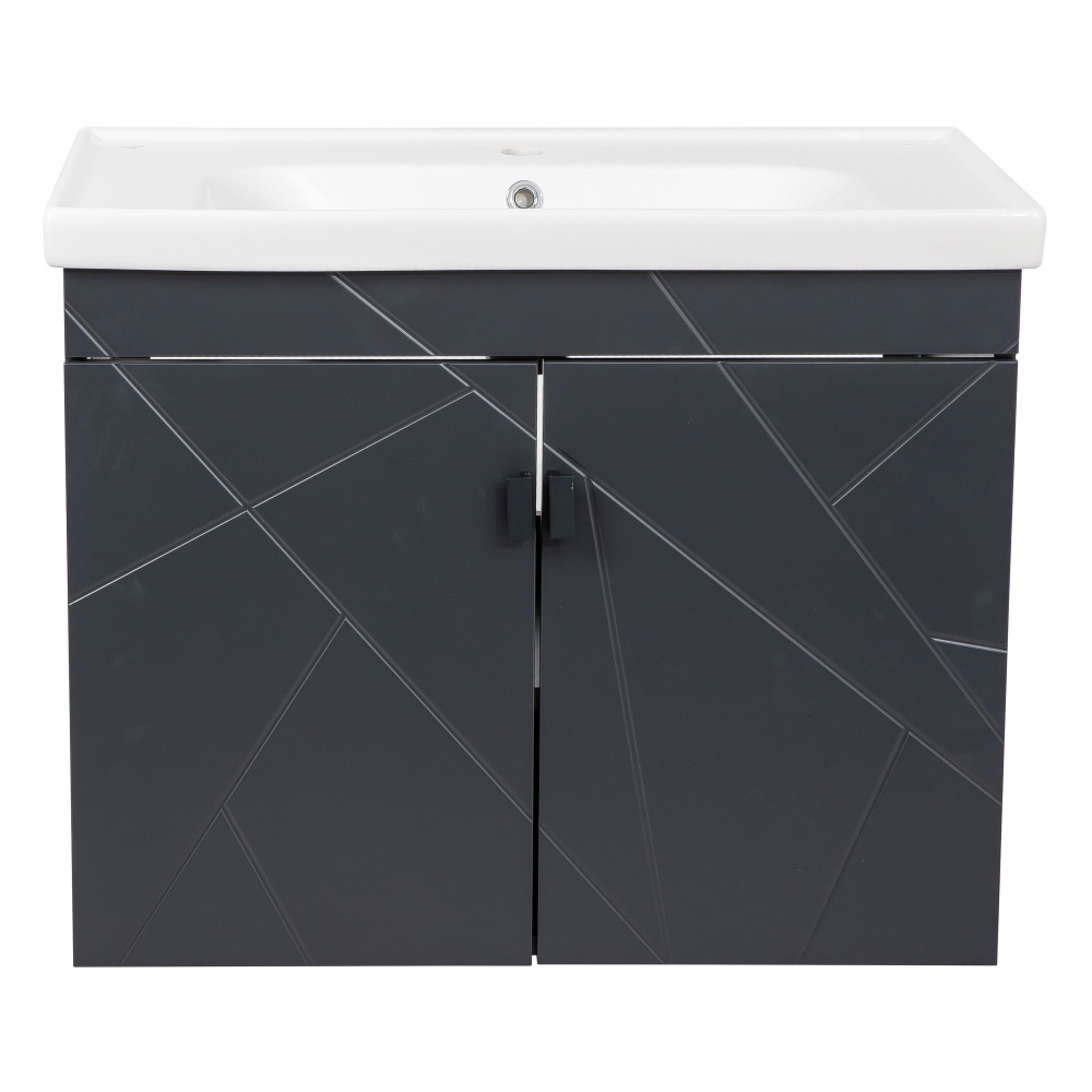 Тумба Aqua Rodos МИНИ с умывальником Frame 80 см антрацит