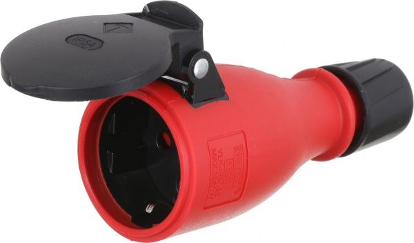 Розетка гумова 55082 з кришкою чорно-червоний 55082