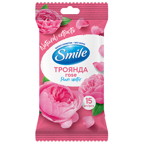 Влажные салфетки Smile Бурбонская роза 15 шт.