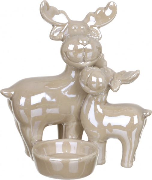 Декорація новорічна Підсвічник Пара лосів 8,5х13 см ZY10015 