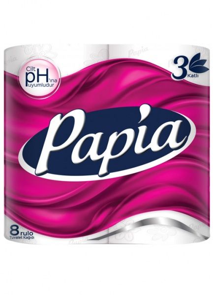 Туалетная бумага PAPIA трехслойная 8 шт.