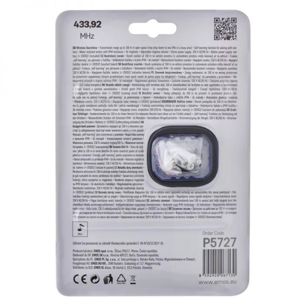 Дзвінок бездротовий Emos чорний P5727