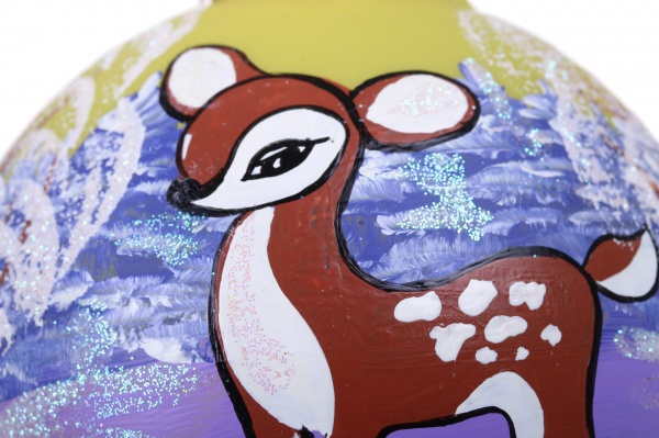 Шар новогодний зимние краски ручной работы стеклянный d 100 мм разноцветный