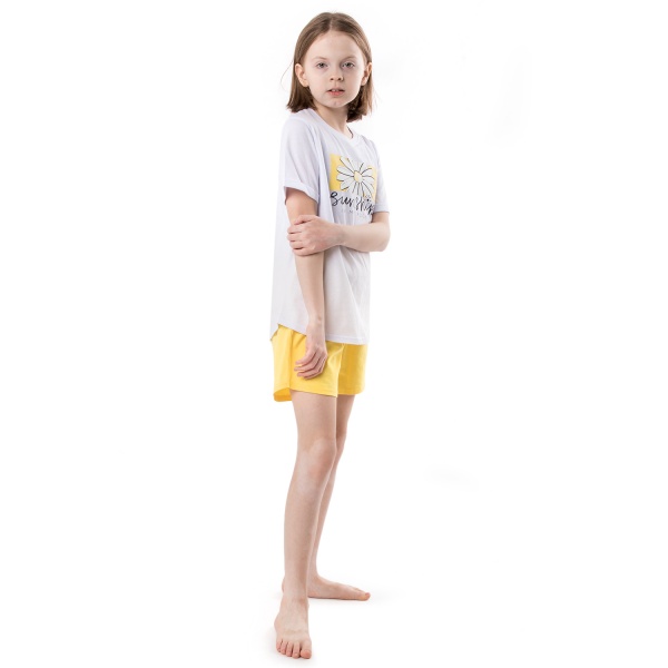 Піжама дитяча для дівчаток Funtime р.122 жовтий/білий 