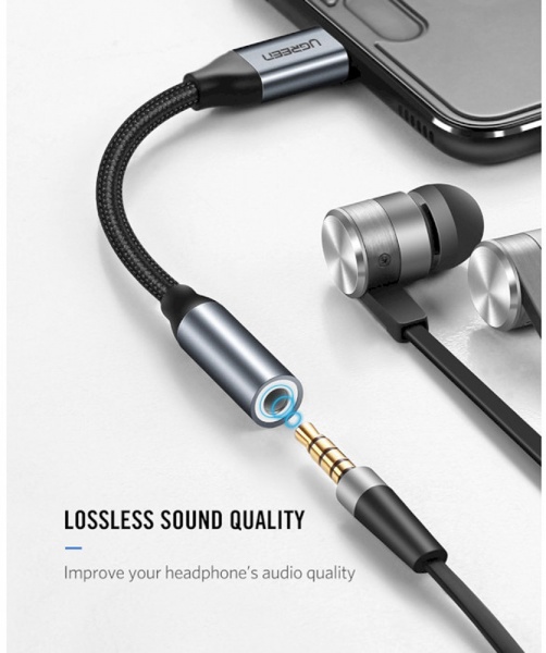 Кабель UGREEN Type C - AUX 3.5мм M/F AV142 0,1 м чорний (30632) 