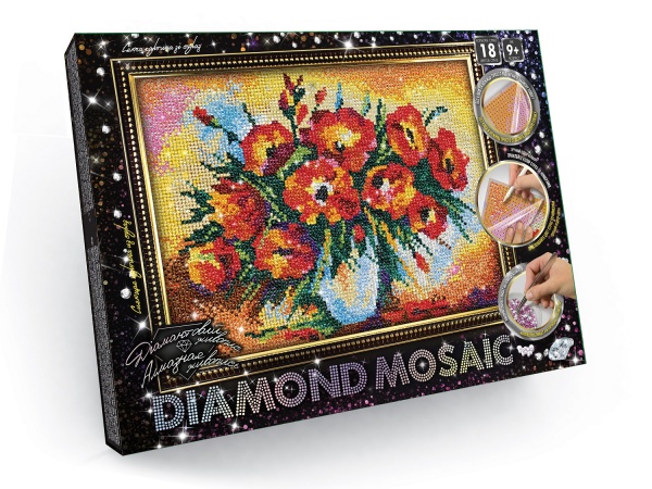 Набір для творчості Danko Toys Діамантовий живопис DIAMOND MOSAIC А4 с.2 №4 Маки DM-03-04