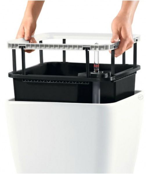 Вазон пластиковый Lechuza Quadro Premium LS 43 квадратный 71,6л белый (16180) 