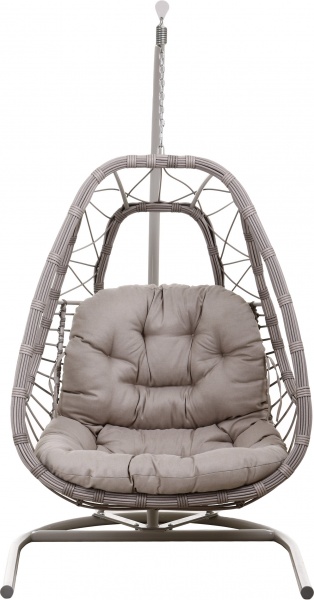 Кресло-кокон Феникс плетение ромб кофе с молоком