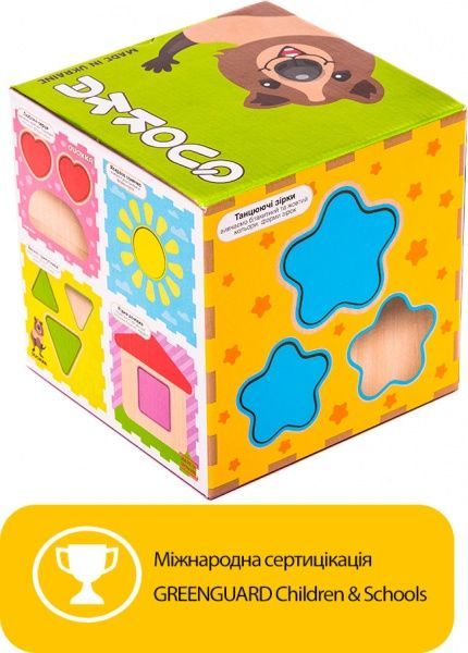 Розвиваюча іграшка Quokka дерев'яний куб-сортер 16 х 16 см. QUOKA003A