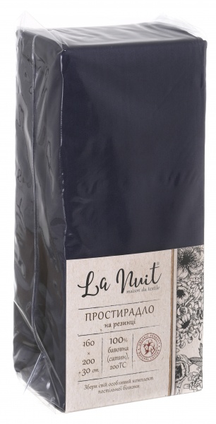 Простирадло на резинці 160x200+30 см чорний La Nuit 