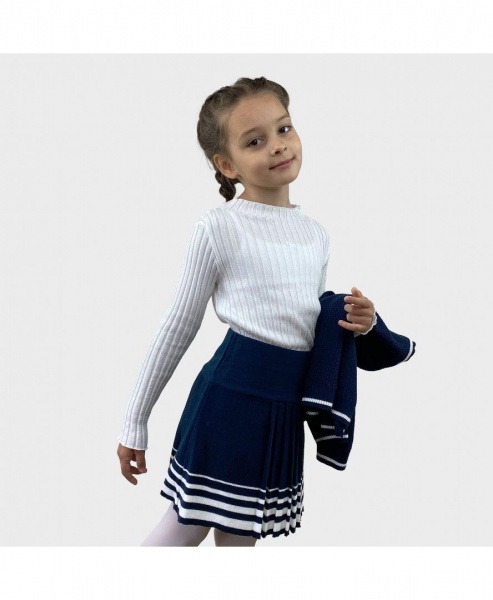 Юбка Герда синяя с белым ART KNIT р.134 темно-синий меланж 