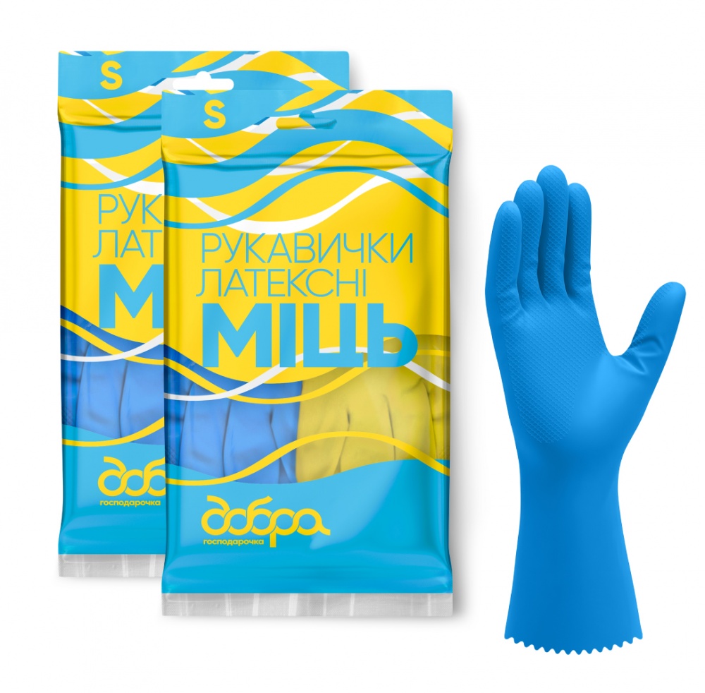Перчатки латексные Добра господарочка «Міць» крепкие р.S 1 пар/уп.