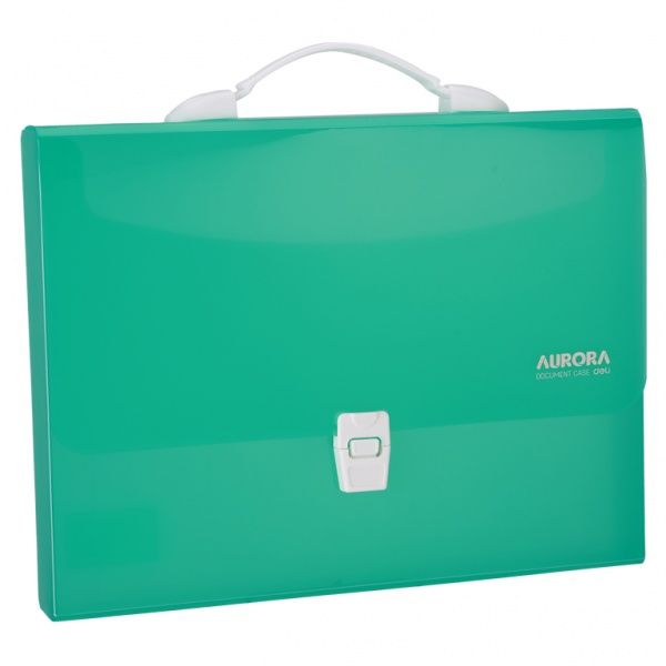 Папка-портфель EB50452 зелен 1отд А4 на замке Aurora Deli