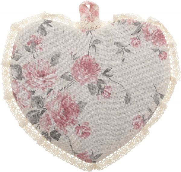 Прихватка Серце з трояндами рожевий в клітинку Прованс 
