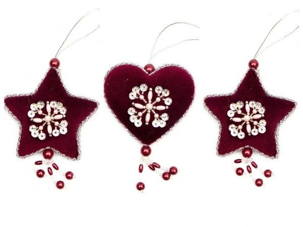 Фигурка декоративная Девилон из ткани с бисером, 3 шт. в ассортименте 8 см 430178