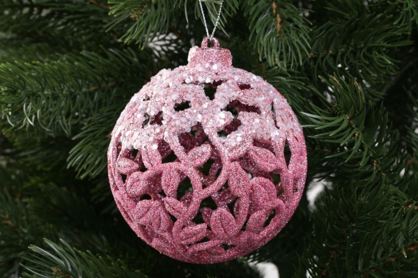 Декоративна підвіска Куля 11 см рожевий HF2K936