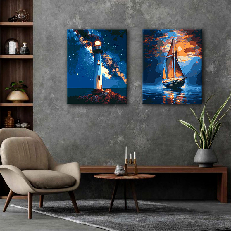 Набор для росписи по номерам Riviera Blanca Морские огни 40x50 см 2 шт. ITR-113