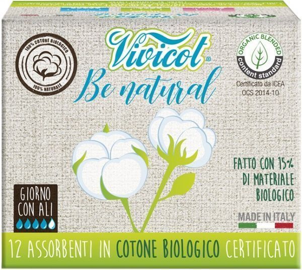 Прокладки гігієнічні Vivicot Bio Natural з крильцями 12 шт.