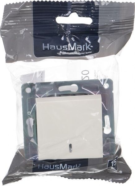 Вимикач пластик одноклавішний HausMark Alta з підсвіткою 10 А 220В крем SNG-SWP,SQ20MG1W1L-CR