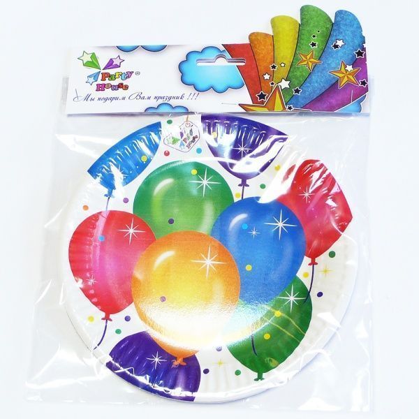 Тарелка бумажная Party House «Шарики» 180 мм 6 шт.