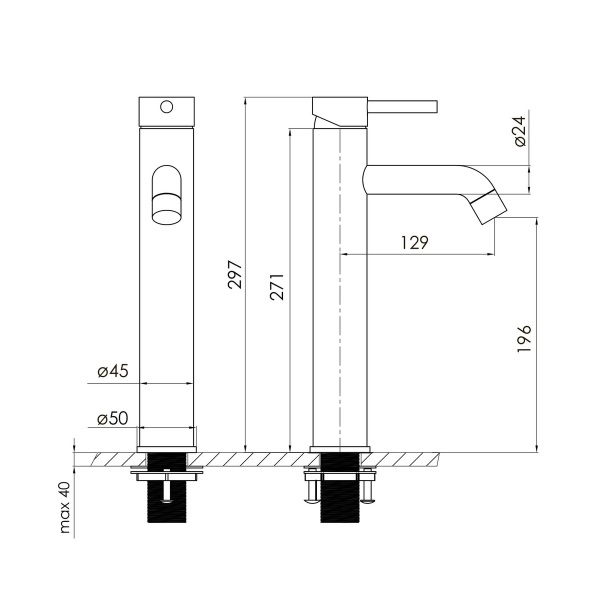 Змішувач для умивальника VOLLE CRUZE 1547.010204 чорний