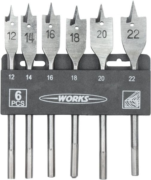 Набор сверл по дереву перовых Work's 12-22 мм 6 шт. W602