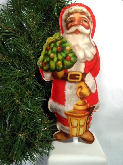 Украшение новогоднее на подставке Дед Мороз с елкой 30 см 