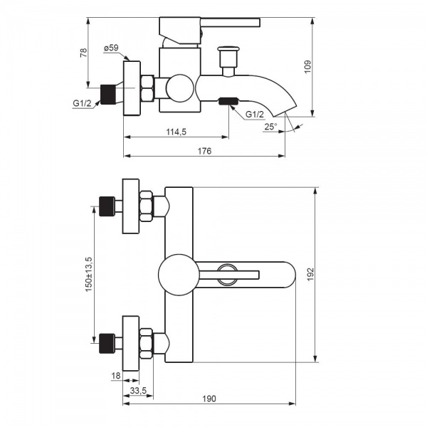 Смеситель для ванны/душа Damixa Scandinavian Pure 361000000