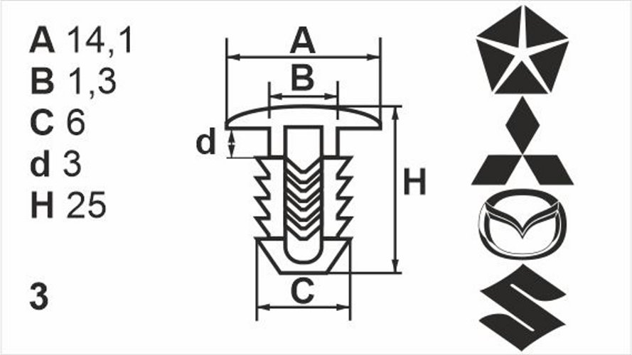 Клипса нажимная наружная (обшивка) Romix (B23189)