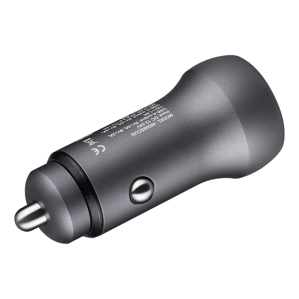 Автомобільний зарядний пристрій Brevia ePower Dual Style Metal LED 48W 1xUSB-C+1xUSB-A