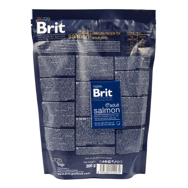 Корм для дорослих котів Brit Premium By Nature з лососем 300 г