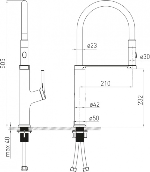 Смеситель для кухни VOLLE Bravo F 1550.110101 Cromo