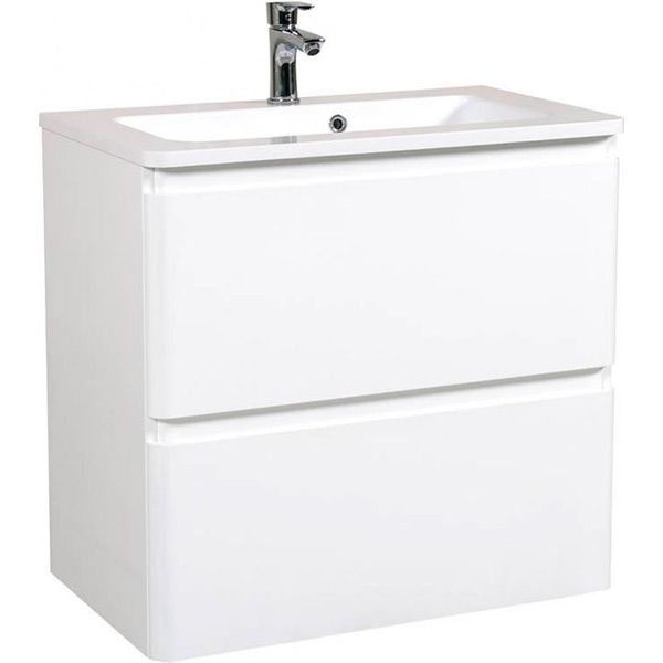 Тумба подвесная Aqua Rodos Accent 60 белый глянец под умывальник из искусственного камня Альфа 60 и мрамора Accent