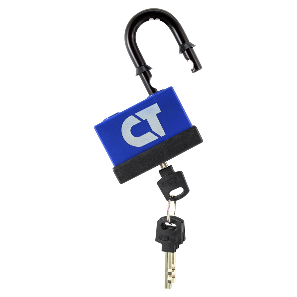 Замок навесной Comit 65 мм синий/черный 71070 открытый (амбарный)