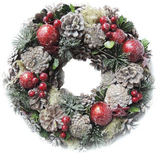 Вінок новорічний шишками, ягодами і кулями 7005180531 d330 мм 
