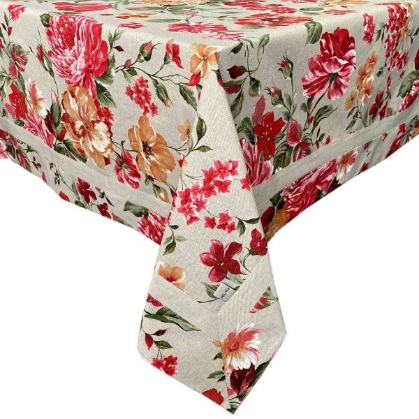 Скатерть РОУЗ Цветы большие с кантом 136x136 см La Nuit 