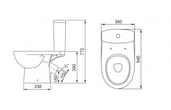 Унитаз-компакт Kolo Status косой выпуск с крышкой Duroplast Soft close Click2Clean