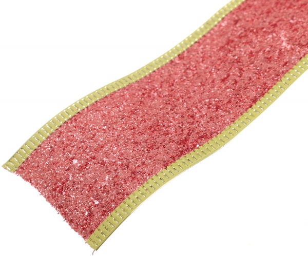 Стрічка декоративна з блискітками рожева 38х2700 мм ANM800710 